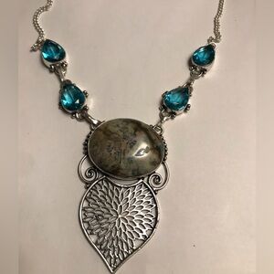 Blue Topaz Stamped 925 Sterling Silver Necklace